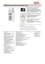 Product informatie AEG koelkast S53620CTWF