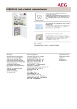 Product informatie AEG koelkast inbouw SCB41611LS