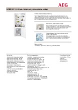 Product informatie AEG koelkast inbouw SCB51811LS