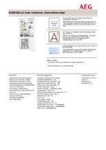 Product informatie AEG koelkast inbouw SCB51821LS