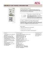 Product informatie AEG koelkast inbouw SCB61821LF