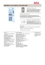 Product informatie AEG koelkast inbouw SCB61824LF