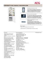 Product informatie AEG koelkast inbouw SCE81824TS