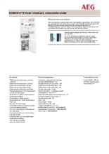 Product informatie AEG koelkast inbouw SCE81911TS