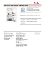 Product informatie AEG koelkast inbouw SDB41211AS