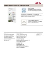 Product informatie AEG koelkast inbouw SDB41611AS