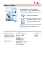 Product informatie AEG koelkast inbouw SFB51021AS