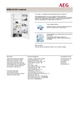 Product informatie AEG koelkast inbouw SFB51221DS