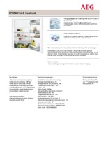 Product informatie AEG koelkast inbouw SFB58811AS