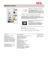 Product informatie AEG koelkast inbouw SFB61221AF