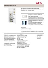Product informatie AEG koelkast inbouw SFB61821AS