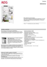 Product informatie AEG koelkast inbouw SFE812E1AC