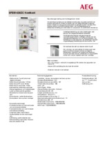Product informatie AEG koelkast inbouw SFE81426ZC
