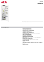 Product informatie AEG koelkast inbouw SFE818F1DS