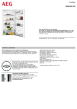 Product informatie AEG koelkast inbouw SKB510F1AS