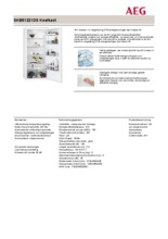 Product informatie AEG koelkast inbouw SKB51221DS