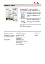 Product informatie AEG koelkast inbouw SKB58821AS
