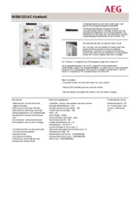 Product informatie AEG koelkast inbouw SKE81221AC