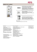 Product informatie AEG koelkast inbouw SKE81811DC