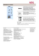 Product informatie AEG koelkast inbouw SKE81821DC