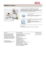 Product informatie AEG koelkast onderbouw SFB58221AF