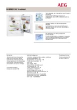 Product informatie AEG koelkast onderbouw SKB58211AF