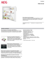 Product informatie AEG koelkast tafelmodel RTB411D1AW