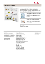 Product informatie AEG koelkast tafelmodel RTB81521AW