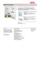 Product informatie AEG koelkast tafelmodel RTB91531AW