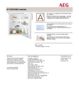 Product informatie AEG koelkast tafelmodel S71700TSW0