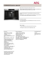 Product informatie AEG koffiemachine rvs inbouw KKE884500M