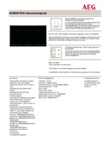 Product informatie AEG kookplaat inductie inbouw HK956970FB