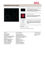 Product informatie AEG kookplaat keramisch inbouw HK634020FB