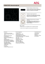 Product informatie AEG kookplaat keramisch inbouw HK654070FB