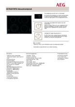 Product informatie AEG kookplaat keramisch inbouw HK764070FB