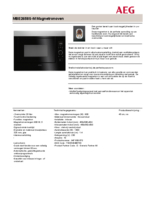 Product informatie AEG magnetron inbouw MBE2658S/M