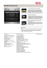 Product informatie AEG oven rvs inbouw BEK230011M