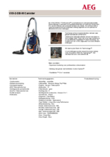 Product informatie AEG stofzuiger blauw VX9/2/DB/M