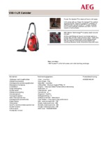 Product informatie AEG stofzuiger rood VX6/1/LR