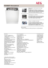 Product informatie AEG vaatwasser inbouw FSK93800P