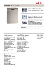 Product informatie AEG vaatwasser rvs F66702M0P