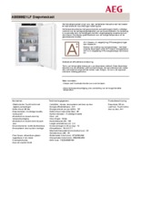 Product informatie AEG vrieskast inbouw ABE88821LF