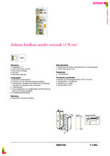 Product informatie ATAG koelkast inbouw KD22178A