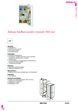 Product informatie ATAG koelkast inbouw KD61102A