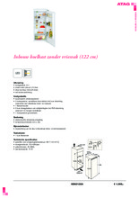 Product informatie ATAG koelkast inbouw KD62122A