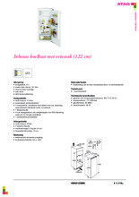 Product informatie ATAG koelkast inbouw KD62122BN