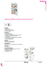 Product informatie ATAG koelkast inbouw KD62140A