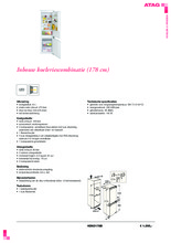 Product informatie ATAG koelkast inbouw KD62178B