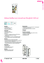 Product informatie ATAG koelkast inbouw KD80140BF