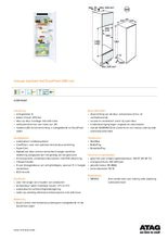 Product informatie ATAG koelkast inbouw KD85140AF